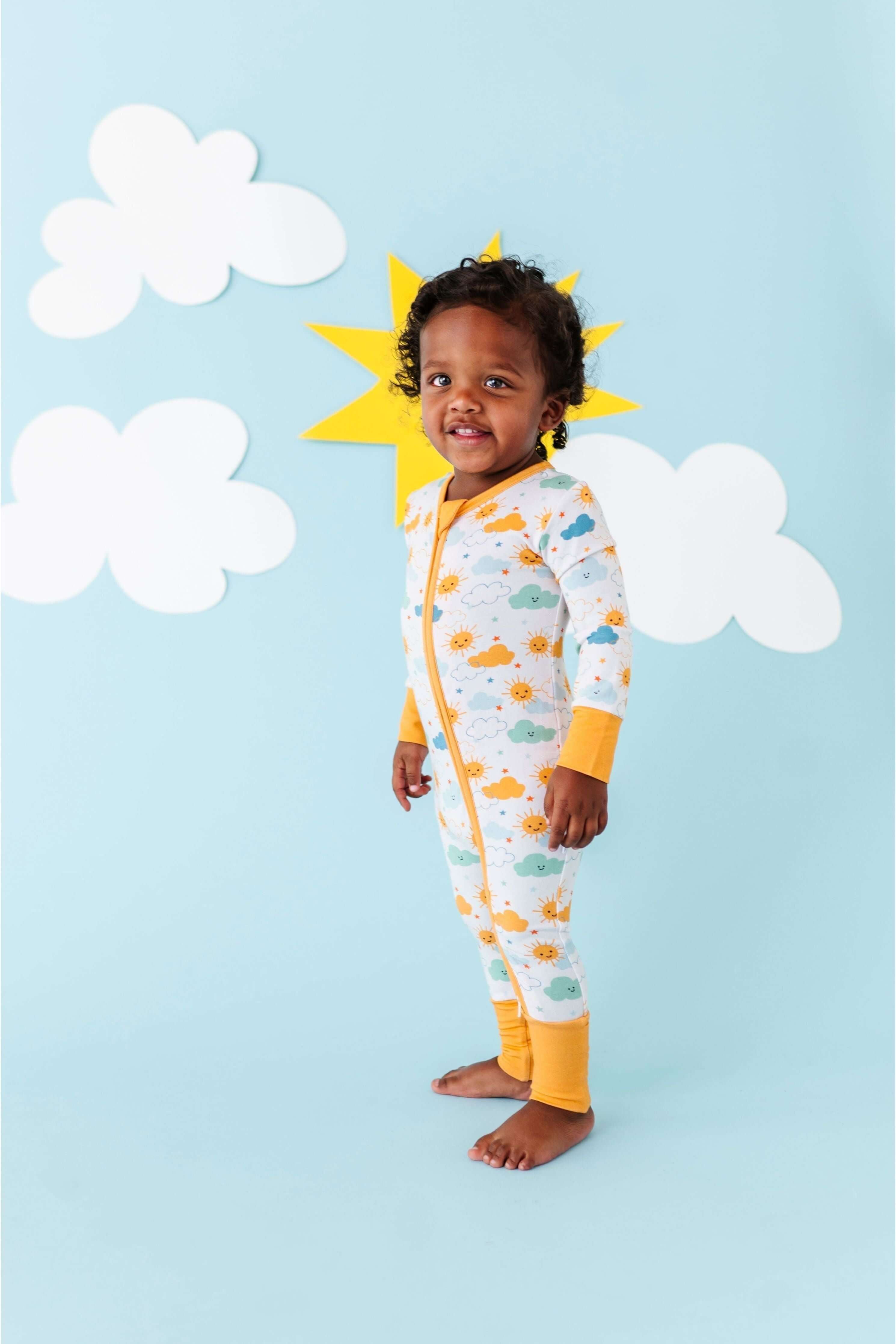 Here Comes The Sun | Bamboo One Piece Zip Pajama | Milk & Baby