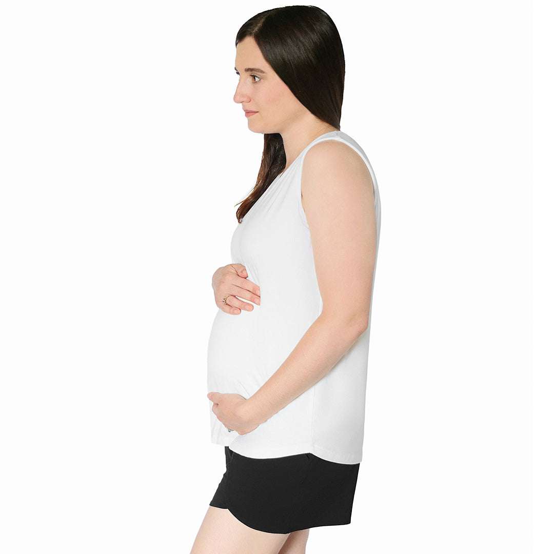 Bamboo Maternity & Nursing Tank | White Milk & Baby