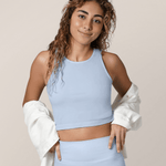Sublime® Bamboo Hands-Free Pumping Longline Bra Top | French Blue | Milk & Baby