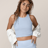 Sublime® Bamboo Hands-Free Pumping Longline Bra Top | French Blue | Milk & Baby