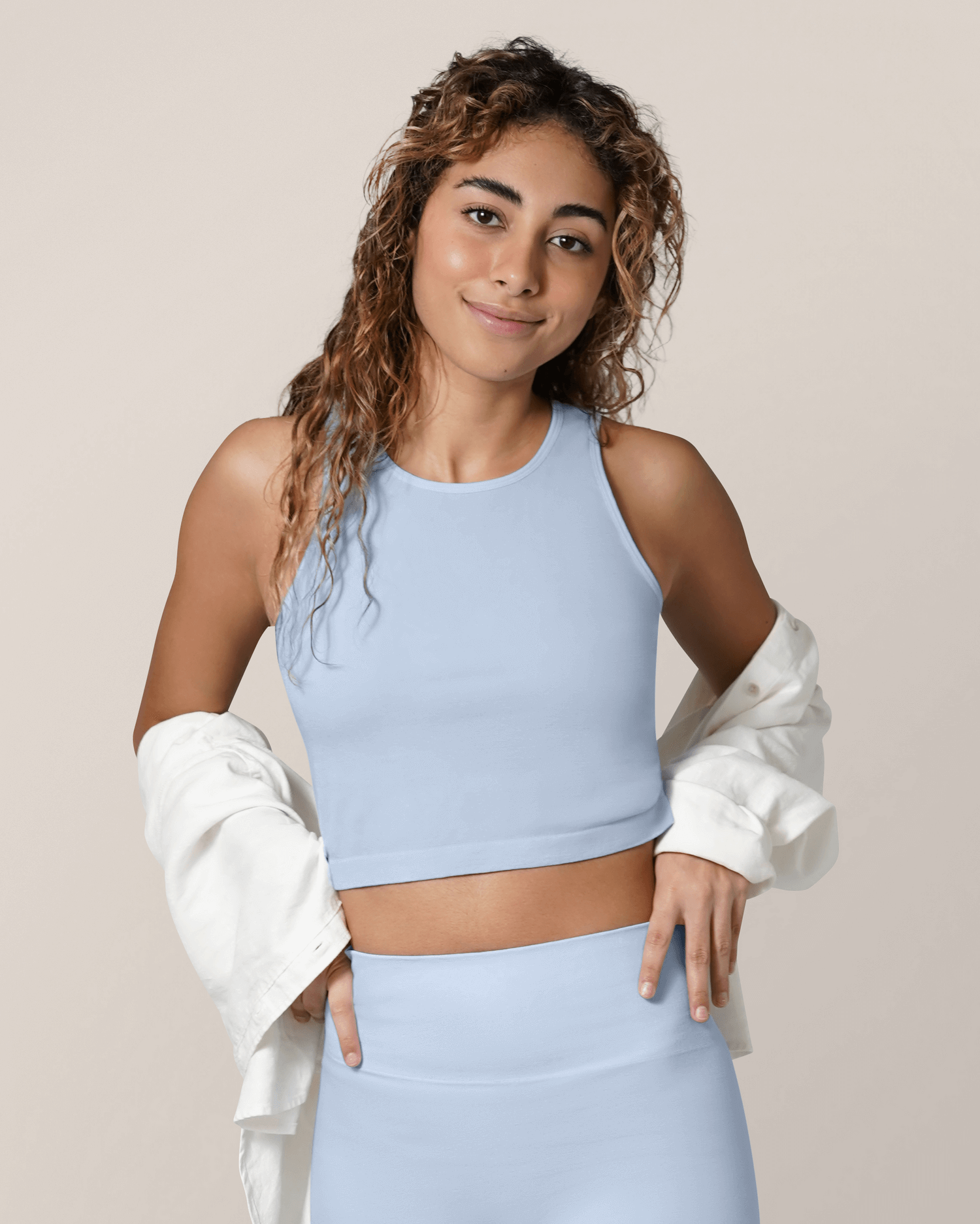 Sublime® Bamboo Hands-Free Pumping Longline Bra Top | French Blue | Milk & Baby