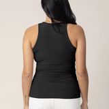 Ribbed Bamboo Racerback Nursing Tank | Black