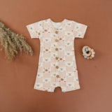 Checkered Bear | GOTS Certified Organic Cotton Short Sleeve Romper