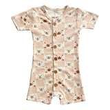 Checkered Bear | GOTS Certified Organic Cotton Short Sleeve Romper