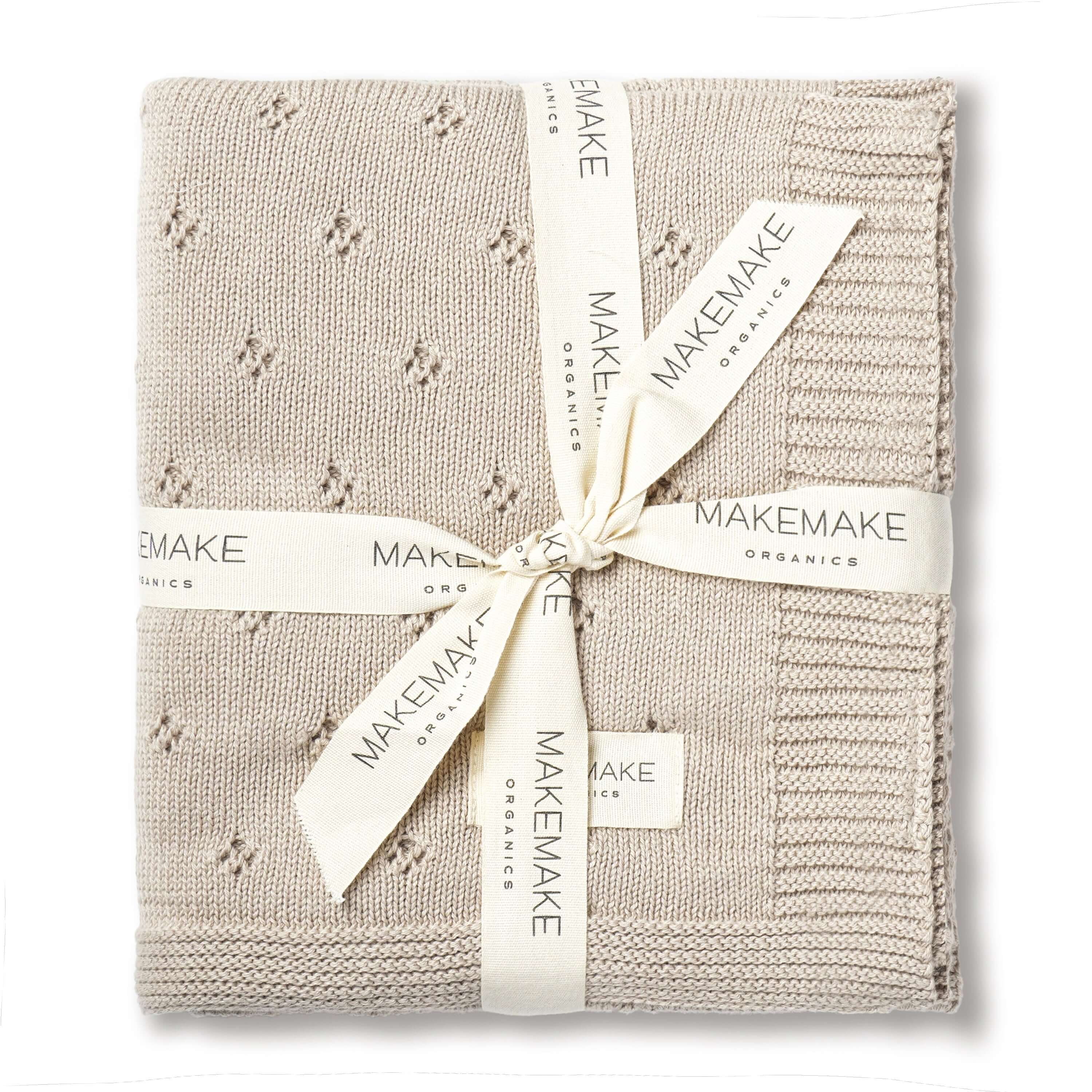Beige | Organic Cotton Pointelle Baby Blanket | Milk & Baby