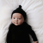 Black Ribbed Knotted Baby Gown | Milk & Baby