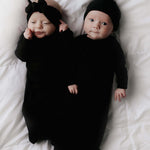 Black Ribbed Knotted Baby Gown | Milk & Baby