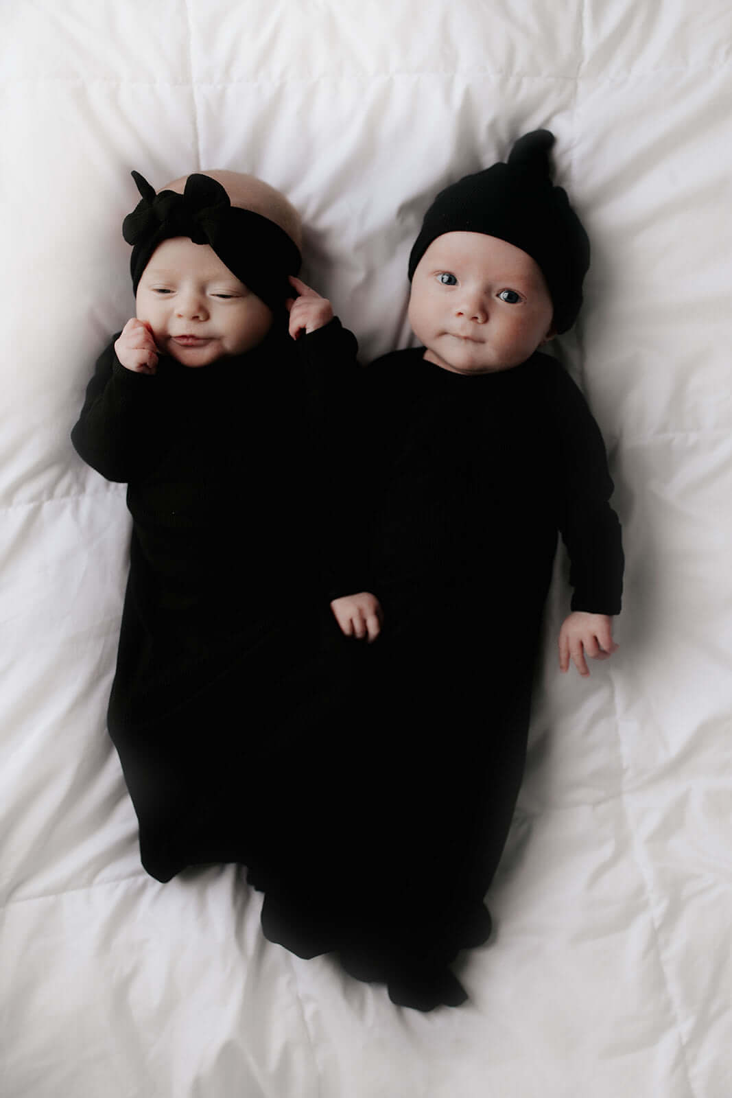 Black Ribbed Knotted Baby Gown | Milk & Baby