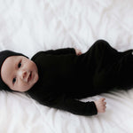 Black Ribbed Knotted Baby Gown | Milk & Baby