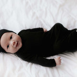 Black Ribbed Knotted Baby Gown | Milk & Baby