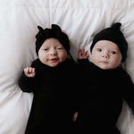 Black Ribbed Knotted Baby Gown | Milk & Baby