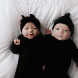 Black Ribbed Knotted Baby Gown | Milk & Baby