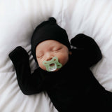 Black Ribbed Knotted Baby Gown | Milk & Baby