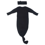 Black Ribbed Knotted Baby Gown | Milk & Baby