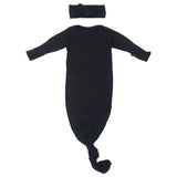 Black Ribbed Knotted Baby Gown | Milk & Baby