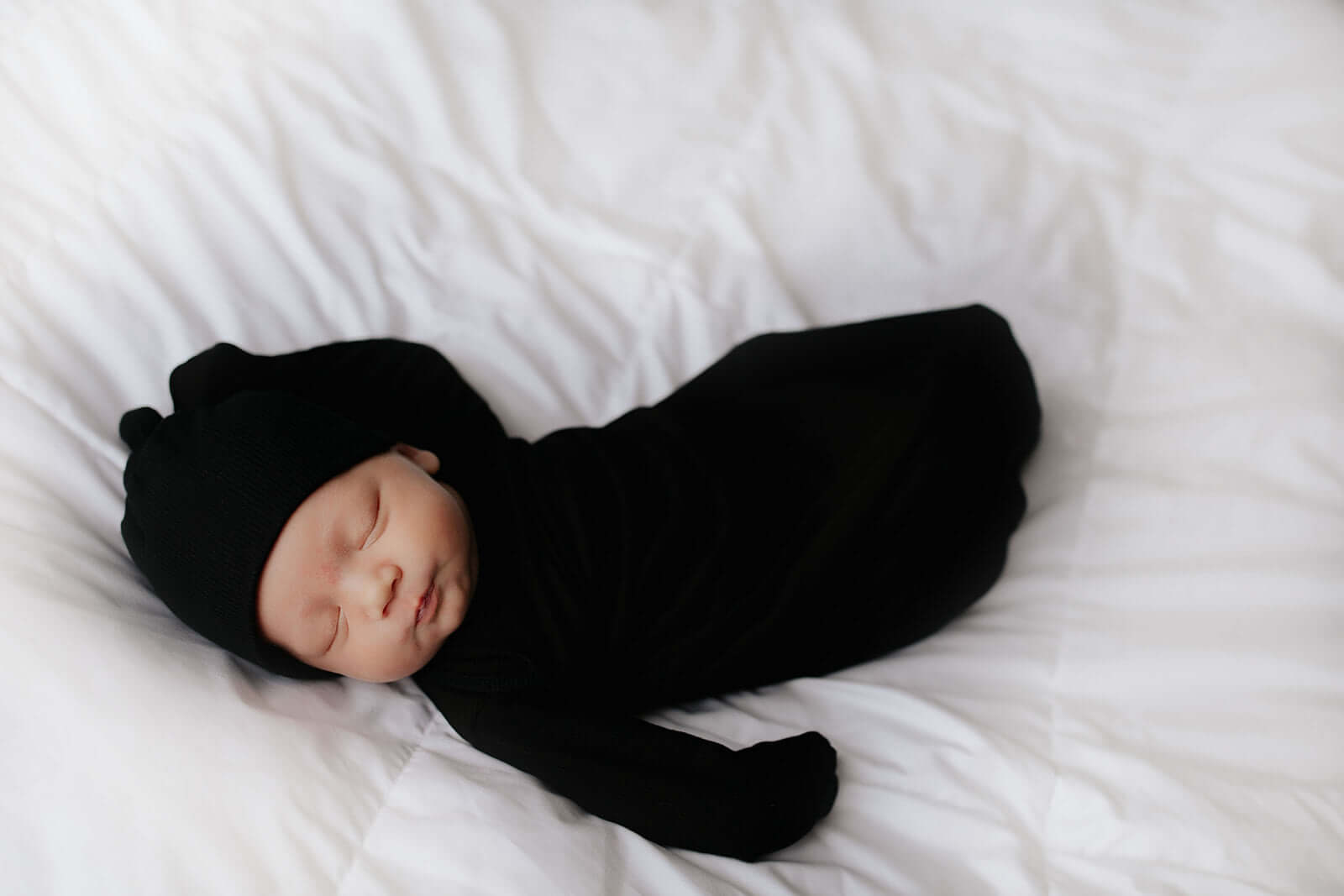 Black Ribbed Knotted Baby Gown | Milk & Baby