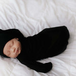 Black Ribbed Knotted Baby Gown | Milk & Baby