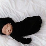 Black Ribbed Knotted Baby Gown | Milk & Baby
