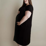 Black Ribbed Labor & Delivery Gown | Milk & Baby