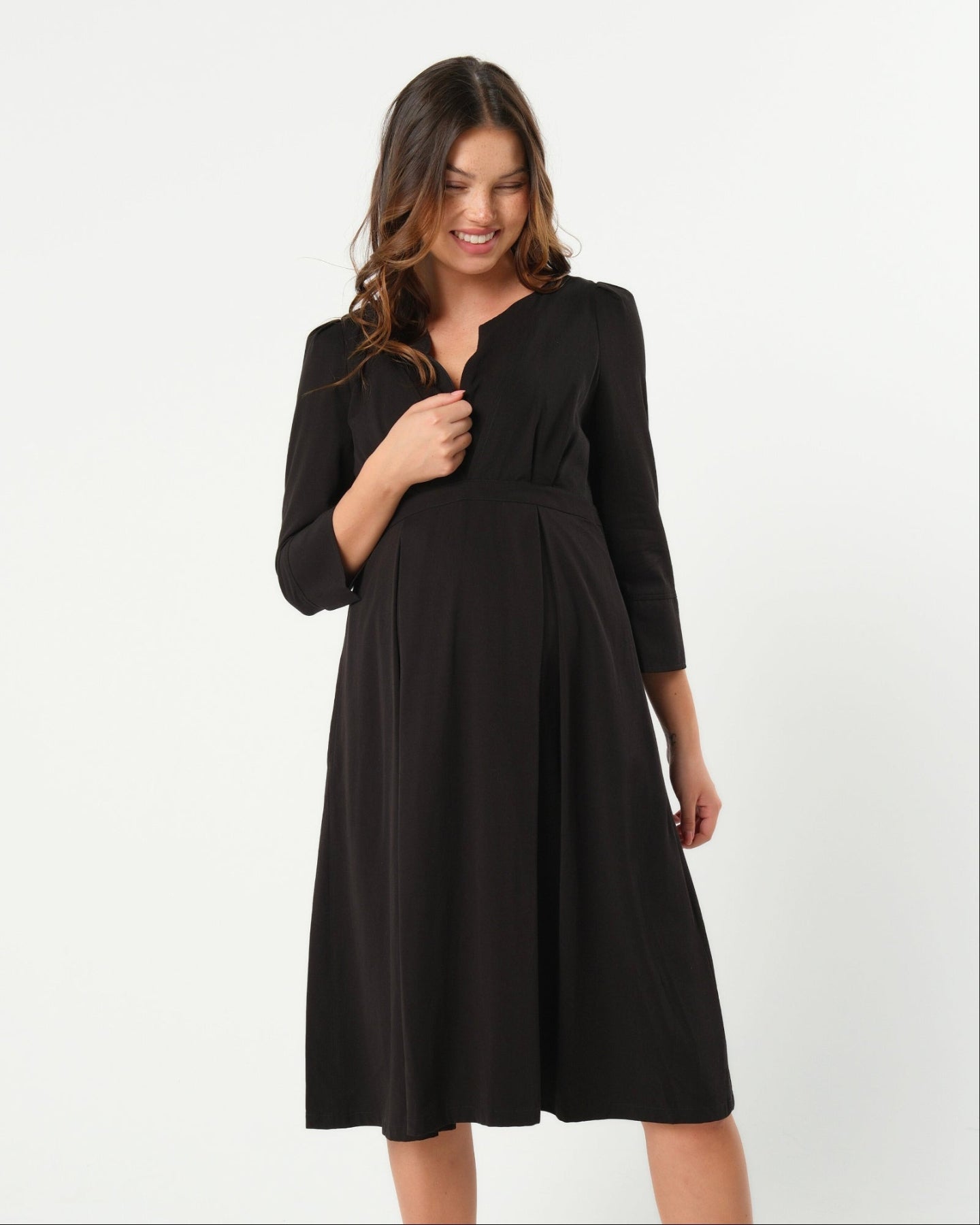 MARION Sarah Empire Maternity Nursing Dress - Black