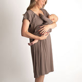 Cocoa Ribbed Knotted Newborn Baby Gown