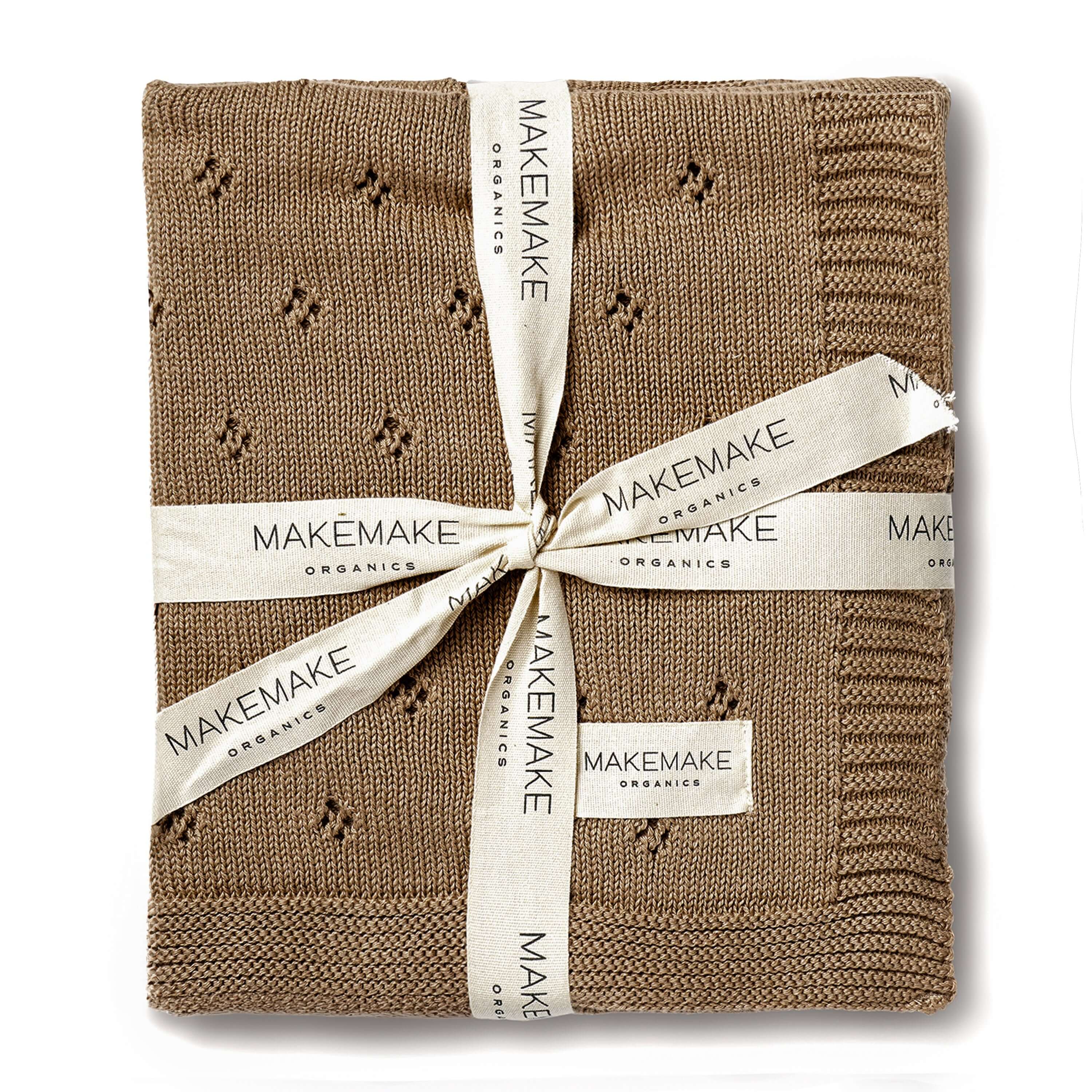 Brown | Organic Cotton Pointelle Baby Blanket | Milk & Baby