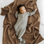 Brown | Organic Cotton Pointelle Baby Blanket | Milk & Baby