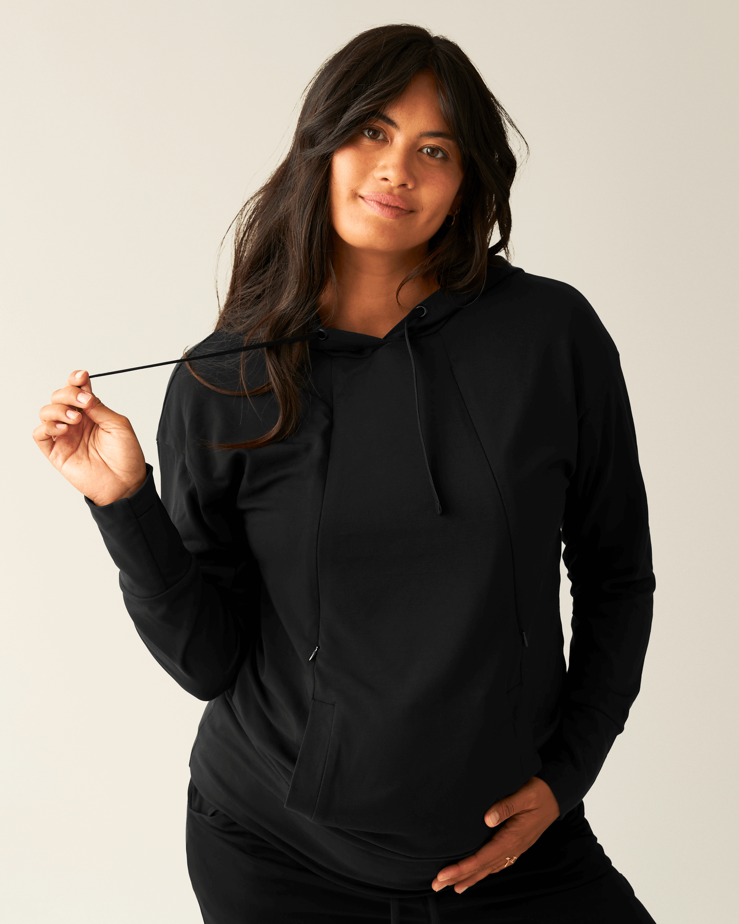 Brushed Bamboo Maternity & Nursing Hoodie | Black | Milk & Baby