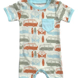 Vintage Busses | GOTS Certified Organic Cotton Short Sleeve Romper | Milk & Baby