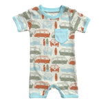 Vintage Busses | GOTS Certified Organic Cotton Short Sleeve Romper | Milk & Baby