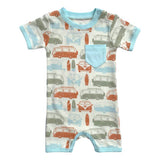 Vintage Busses | GOTS Certified Organic Cotton Short Sleeve Romper | Milk & Baby