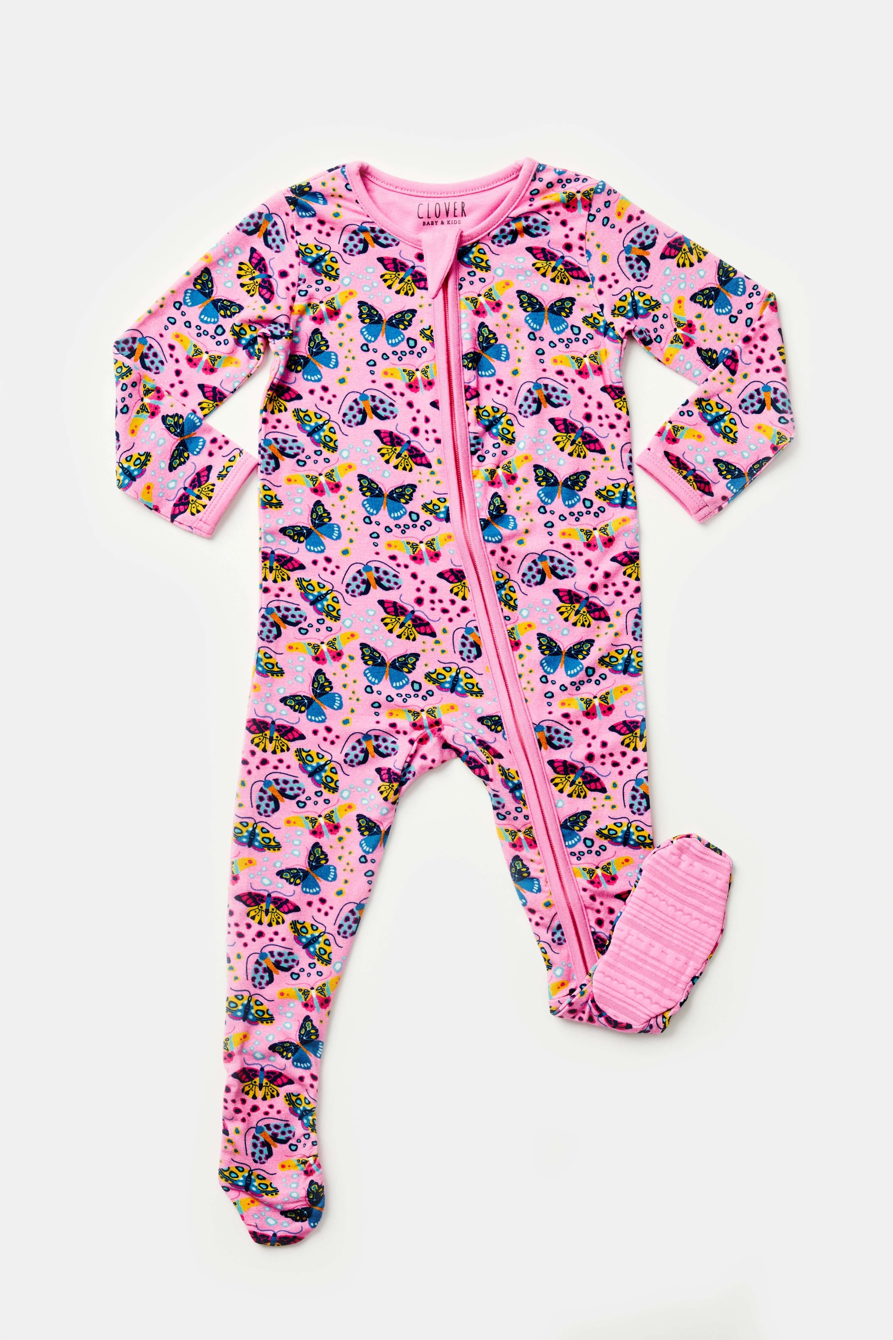 Soft & Stretchy Zipper Footie | Butterflies | Milk & Baby