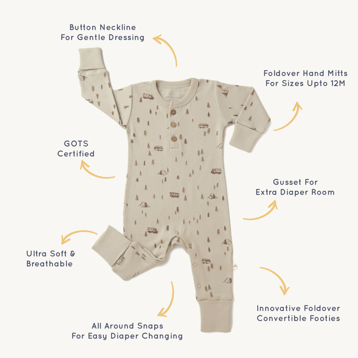 Organic Buttoned Romper | Camplife Milk & Baby