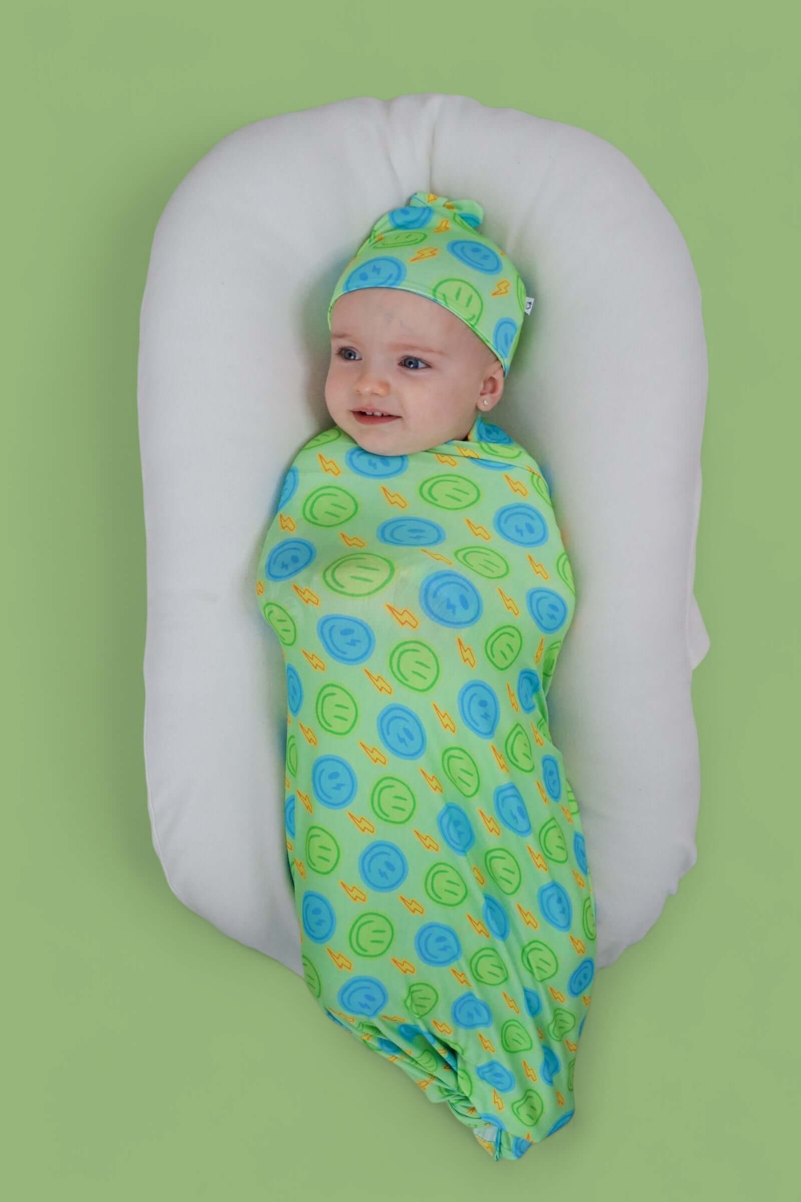 Neon Smiles Dream Swaddle &amp; Beanie | Milk & Baby