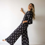 Midnight Skelly | Women's Bamboo Crop Tee Lounge Set | Discover the Women's Bamboo Lounge Set! Enjoy breathable, flattering styles perfect for lounging in comfort and style. | Milk & Baby