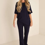 Blueberry Ribbed | Short Sleeve Bamboo Women's Lounge Set |