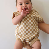 Latte Check | Knit Romper | Milk & Baby