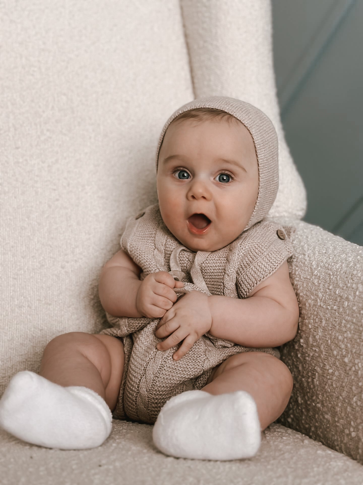 Luna + Luca Cable Knit Summer Romper - Heather Beige | Milk & Baby