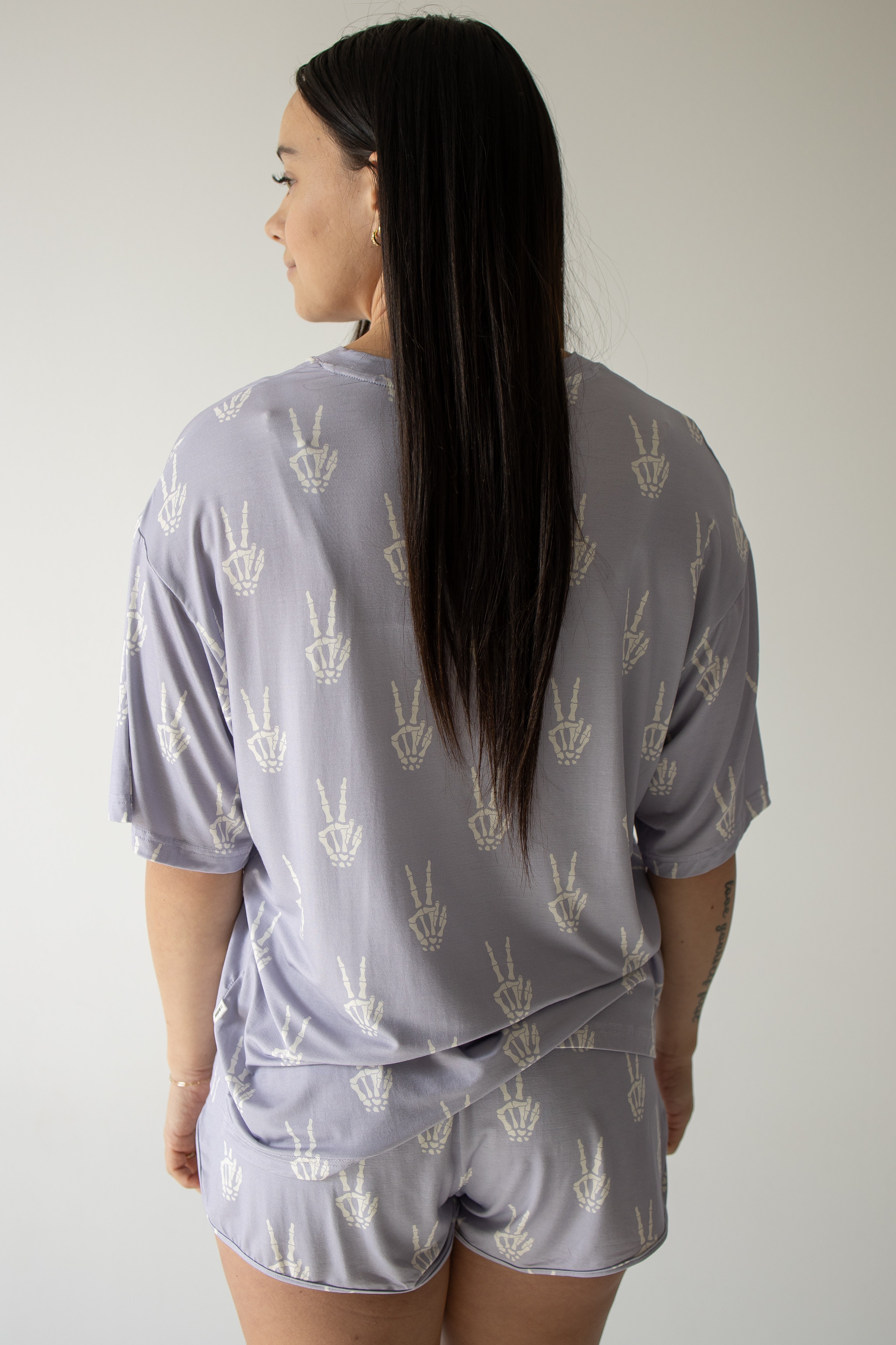 Enchanted Skelly | Women's Bamboo Short Set | Stay cool and stylish in our Women's Bamboo Short Set, featuring a soft t-shirt and drawstring shorts perfect for warm weather! | Milk & Baby