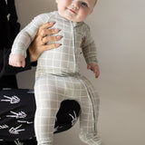 Foggy Grid | Bamboo Zip Pajamas