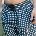 Navy Gingham Swim Shorts | Milk & Baby