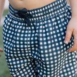 Navy Gingham Swim Shorts | Milk & Baby