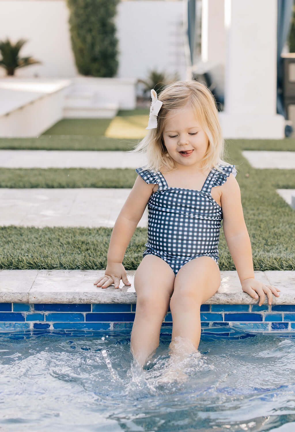 Navy Gingham One-Piece | Milk & Baby
