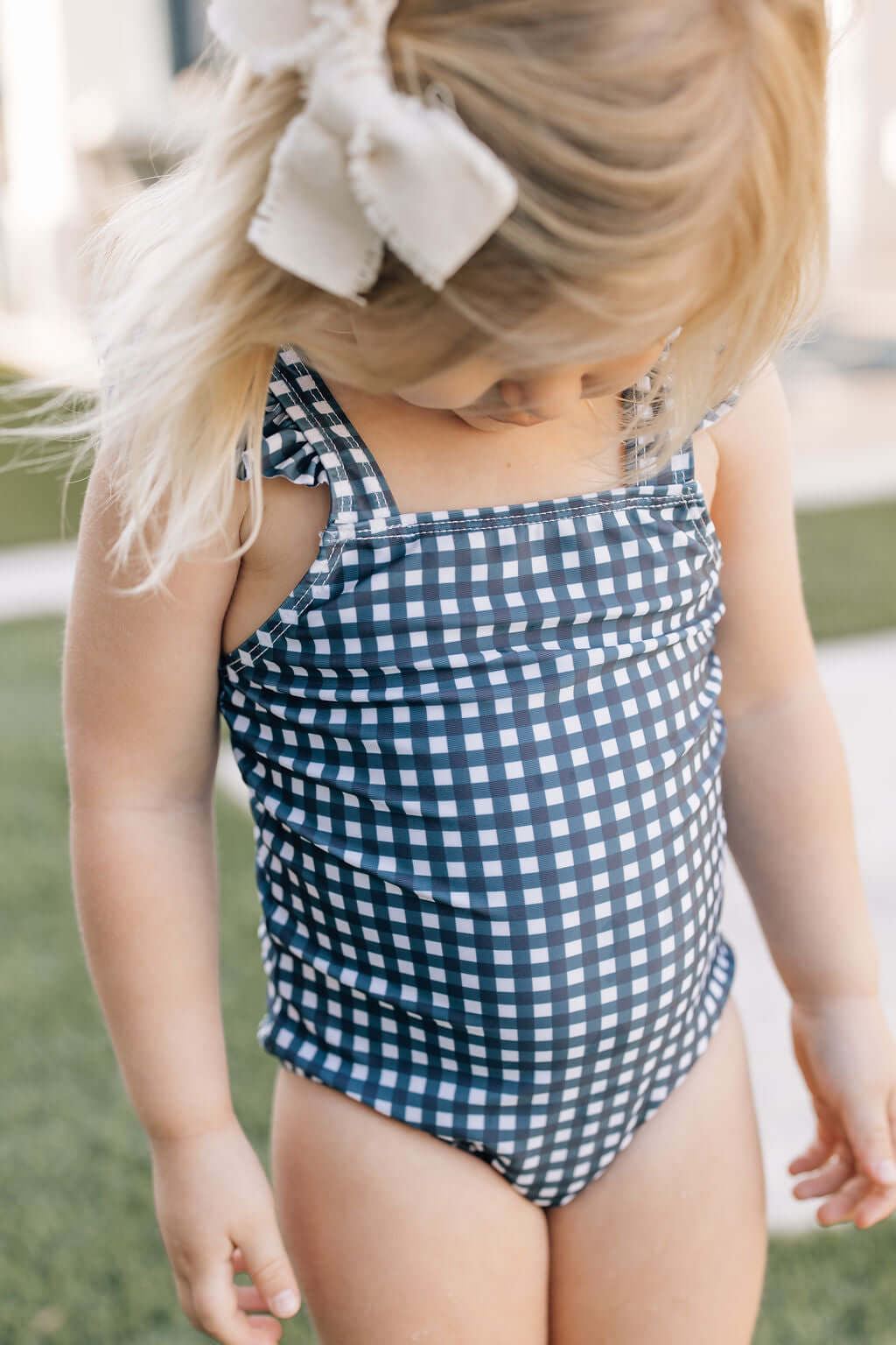 Navy Gingham One-Piece | Milk & Baby