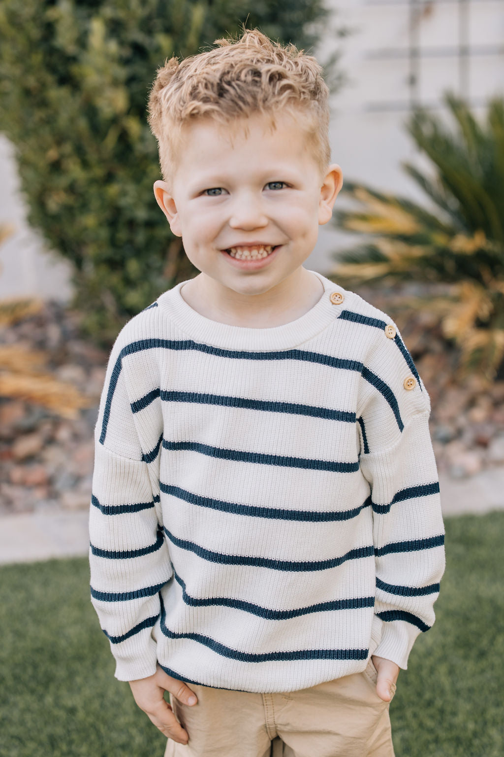 Navy Stripe Knit Sweater | Milk & Baby