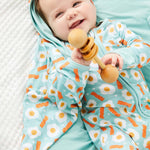 Soft & Stretchy Zipper Footie | Bacon & Eggs Haze | Milk & Baby