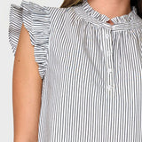 Double Flutter Sleeve Poplin Stripe Top | Milk & Baby