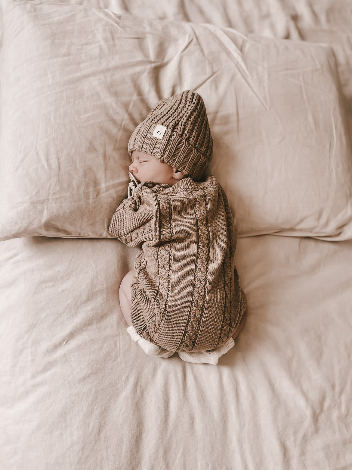 Cable Knit Romper | Acorn Milk & Baby