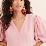 Emilia George Seline Dress in Berry Pink - detail