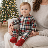 Holiday Plaid Zipper Romper